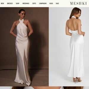 Meshki Laura Halter Satin Gown - White